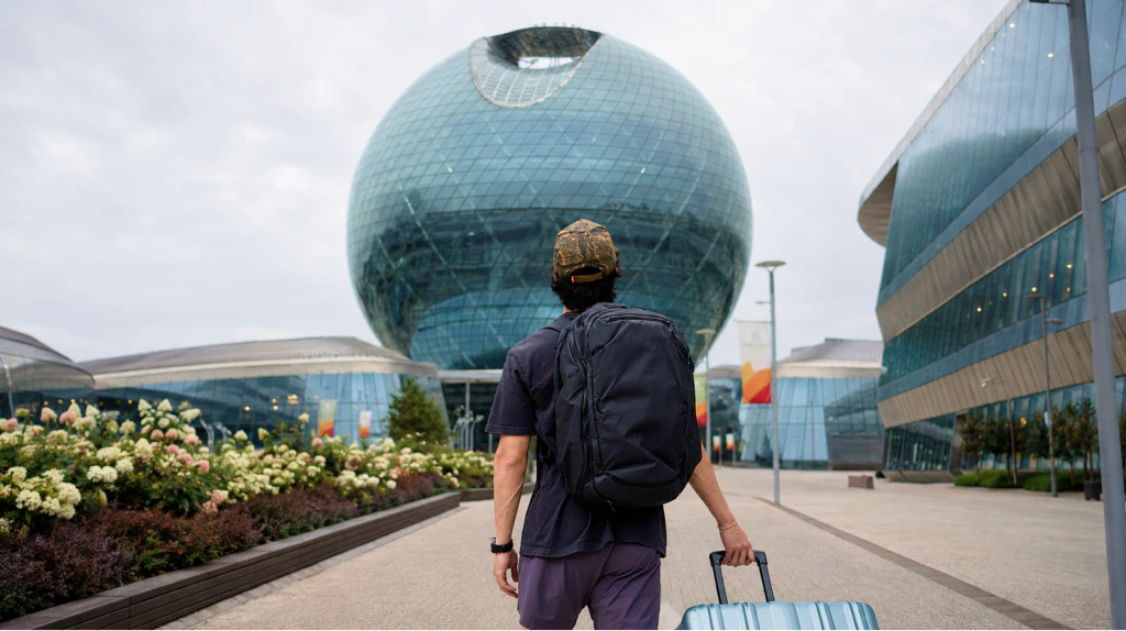 Arriving in Astana with luggage