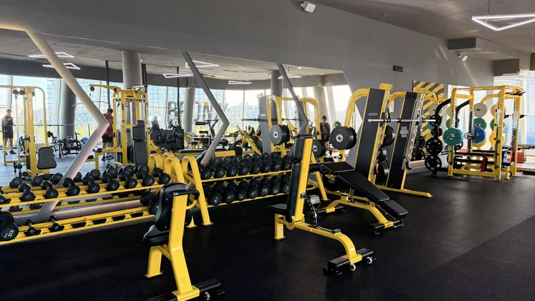 The gym: racks, dumbbells and cardio machines